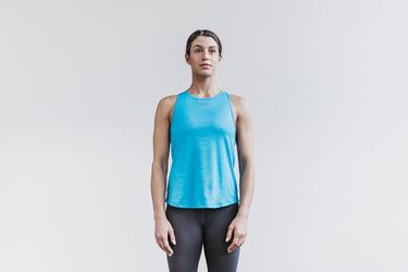 Nobull Lightweight Textured Neon Women's Tank Tops Blue Camo | Australia (KV8975)